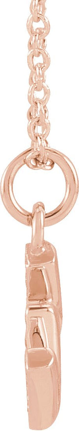 14K Gold Round Natural Diamond Petite Initial Necklace - Rose Gold - view 4