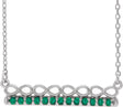 Platinum Round Natural Emerald Infinity-Inspired Bar Necklace