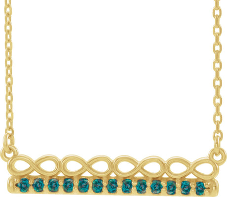 14K Gold Round Natural Alexandrite Infinity-Inspired Bar Necklace - Yellow Gold