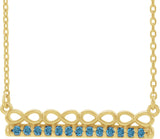 14K Gold Round Natural Aquamarine Infinity-Inspired Bar Necklace - Yellow Gold