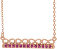 14K Gold Round Natural Pink Tourmaline Infinity-Inspired Bar Necklace - Rose Gold