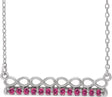 Platinum Round Natural Pink Tourmaline Infinity-Inspired Bar Necklace