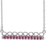 Platinum Round Natural Pink Tourmaline Infinity-Inspired Bar Necklace