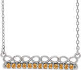 Platinum Round Natural Citrine Infinity-Inspired Bar Necklace