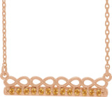 14K Gold Round Natural Citrine Infinity-Inspired Bar Necklace - Rose Gold