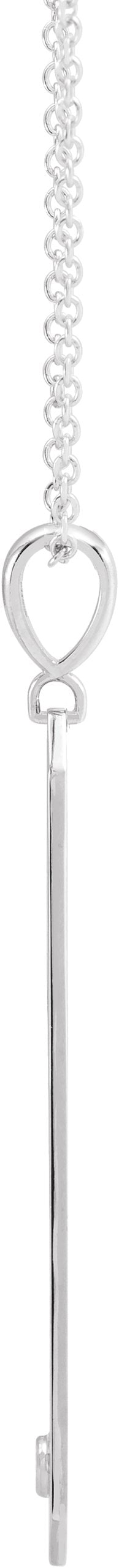 14K Gold Round Natural Diamond Engravable Bar Necklace or Pendant - White Gold - view 2