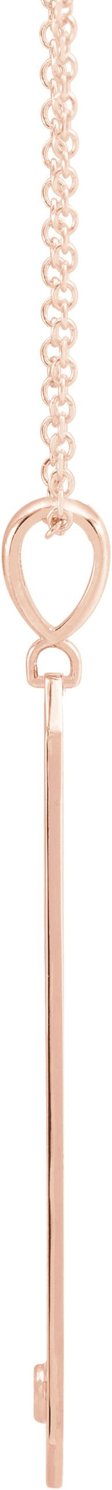 14K Gold Round Natural Diamond Engravable Bar Necklace or Pendant - Rose Gold - view 2