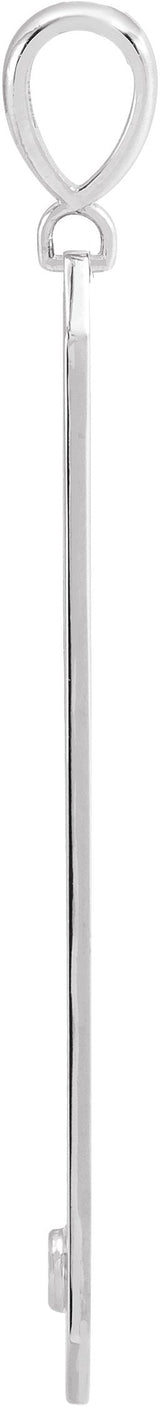 14K Gold Round Natural Diamond Engravable Bar Necklace or Pendant - White Gold - view 2