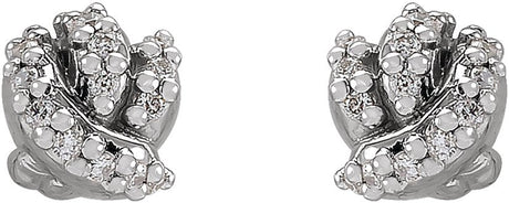 Platinum Round Natural Diamond Accented Knot Earrings - view 2