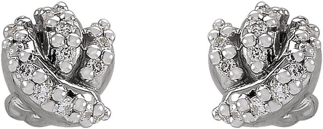 Platinum Round Natural Diamond Accented Knot Earrings - view 2