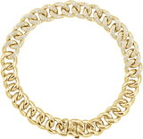 14K Gold Round Natural Diamond Accented Curb Bracelet - Yellow Gold