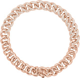 14K Gold Round Natural Diamond Accented Curb Bracelet - Rose Gold