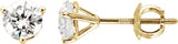 14K Gold Natural Diamond Round 3-Prong Cocktail-Style Stud Earrings II - Yellow Gold