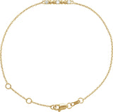 14K Gold Round Natural Diamond Beaded Bar Bracelet - Yellow Gold