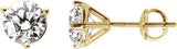 14K Gold Natural Diamond Round 3-Prong Cocktail-Style Stud Earrings II - Yellow Gold