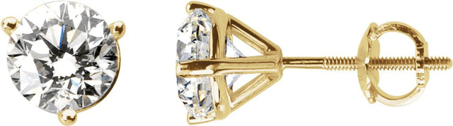 14K Gold Natural Diamond Round 3-Prong Cocktail-Style Stud Earrings II - Yellow Gold