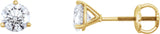 14K Gold Natural Diamond Round 3-Prong Cocktail-Style Stud Earrings II - Yellow Gold