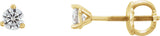 14K Gold Natural Diamond Round 3-Prong Cocktail-Style Stud Earrings II - Yellow Gold