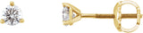 14K Gold Natural Diamond Round 3-Prong Cocktail-Style Stud Earrings II - Yellow Gold