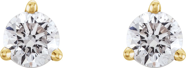 14K Gold Natural Diamond Round 3-Prong Cocktail-Style Stud Earrings II - Yellow Gold - view 2