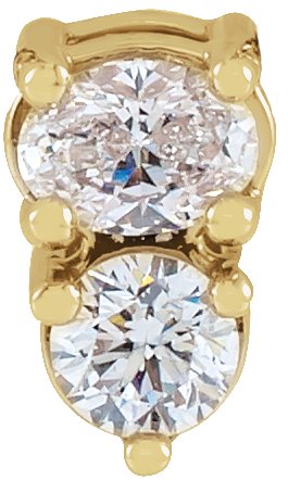 14K Gold Oval Natural Diamond Two-Stone Necklace or Slide Pendant - Yellow Gold