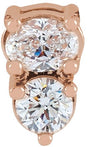14K Gold Oval Natural Diamond Two-Stone Necklace or Slide Pendant - Rose Gold