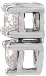 14K Gold Oval Natural Diamond Two-Stone Necklace or Slide Pendant - White Gold - view 2