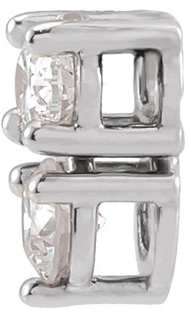Platinum Oval Natural Diamond Two-Stone Necklace or Slide Pendant - view 2