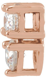 14K Gold Oval Natural Diamond Two-Stone Necklace or Slide Pendant - Rose Gold - view 2
