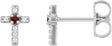Platinum Round Natural Mozambique Garnet Accented Cross Earrings – 1.5-2mm Stones