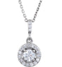 14K Gold Round Lab-Grown Diamond Halo-Style Necklace or Pendant - White Gold
