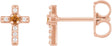 14K Gold Round Natural Citrine Accented Cross Earrings – 1.5-2mm Stones - Rose Gold