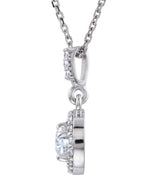 14K Gold Round Lab-Grown Diamond Halo-Style Necklace or Pendant - White Gold - view 2