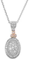 14K Gold Round Natural Diamond Halo-Style Cluster Necklace or Pendant - view 3