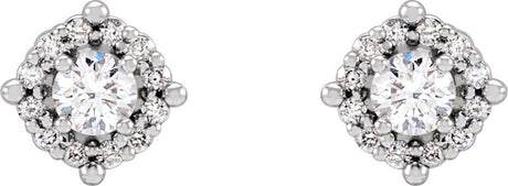 Platinum Round Natural Diamond Halo-Style Earrings – 2.5-4.5mm Stones - view 2