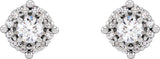 14K Gold Round Natural Diamond Halo-Style Earrings – 2.5-4.5mm Stones - Rose Gold - view 3