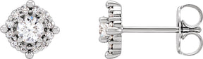 Platinum Round Natural Diamond Halo-Style Earrings – 2.5-4.5mm Stones
