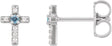 Platinum Round Natural Aquamarine Accented Cross Earrings – 1.5-2mm Stones
