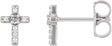 Platinum Round Natural White Sapphire Accented Cross Earrings