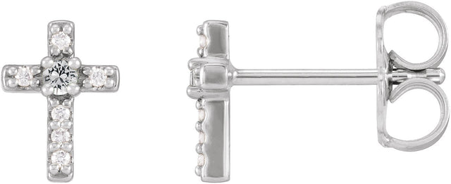 Platinum Round Natural White Sapphire Accented Cross Earrings