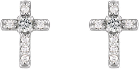 Platinum Round Natural White Sapphire Accented Cross Earrings - view 2