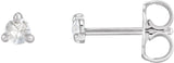 14K Gold Natural Diamond Round 3-Prong Claw Rose-Cut Stud Earrings - White Gold
