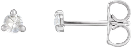 14K Gold Natural Diamond Round 3-Prong Claw Rose-Cut Stud Earrings - White Gold