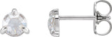 14K Gold Natural Diamond Round 3-Prong Claw Rose-Cut Stud Earrings - White Gold