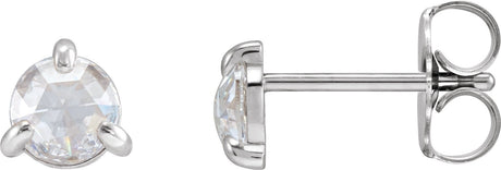 14K Gold Natural Diamond Round 3-Prong Claw Rose-Cut Stud Earrings - White Gold