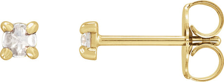14K Gold Natural Diamond Round 4-Prong Claw Rose-Cut Stud Earrings - Yellow Gold
