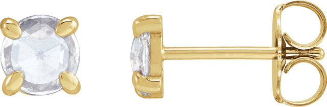 14K Gold Natural Diamond Round 4-Prong Claw Rose-Cut Stud Earrings - Yellow Gold