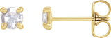 14K Gold Natural Diamond Round 4-Prong Claw Rose-Cut Stud Earrings - Yellow Gold