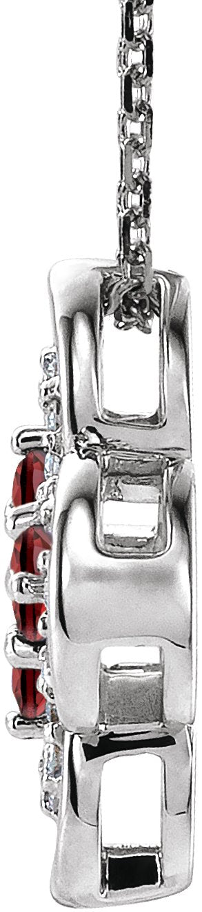 Platinum Round Natural Mozambique Garnet Clover Necklace or Pendant – 0.08 CTW - view 2