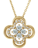 14K Gold Round Natural Diamond Clover Necklace or Pendant – 1/3 CTW - Yellow Gold